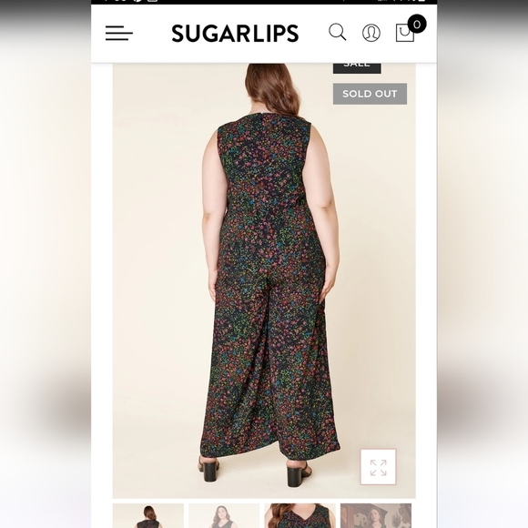🍁🍂NWT Sugarlips 2x Garden State of Mind Larah Wide Leg Jumpsuit - Picture 3 of 5